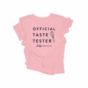 official taste tester in kids crewneck t-shirt in pink