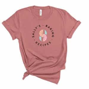 sally's baking recipes in adult unisex crewneck t-shirt in mauve