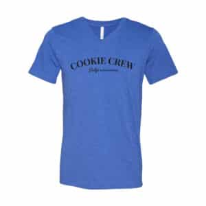 cookie crew in adult unisex v-neck t-shirt in heather true royal blue