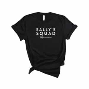sally's squad in adult unisex crewneck t-shirt in vintage black