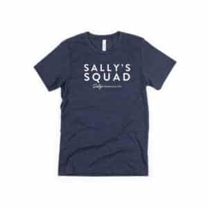 sally's squad in adult women's crewneck t-shirt in navy