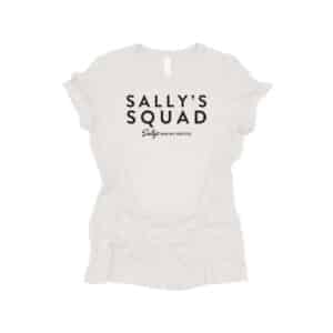 sally's squad in adult women's crewneck t-shirt in vintage white