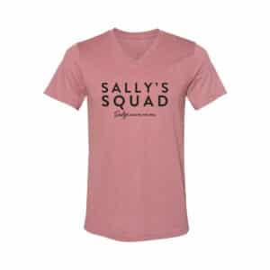 sally's squad in adult unisex v-neck t-shirt in mauve