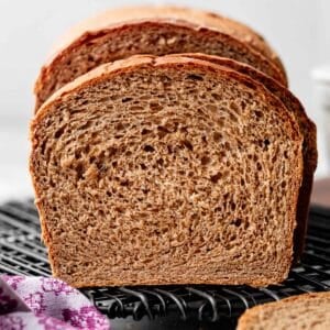 close-up of whole wheat sandwich bread slice.