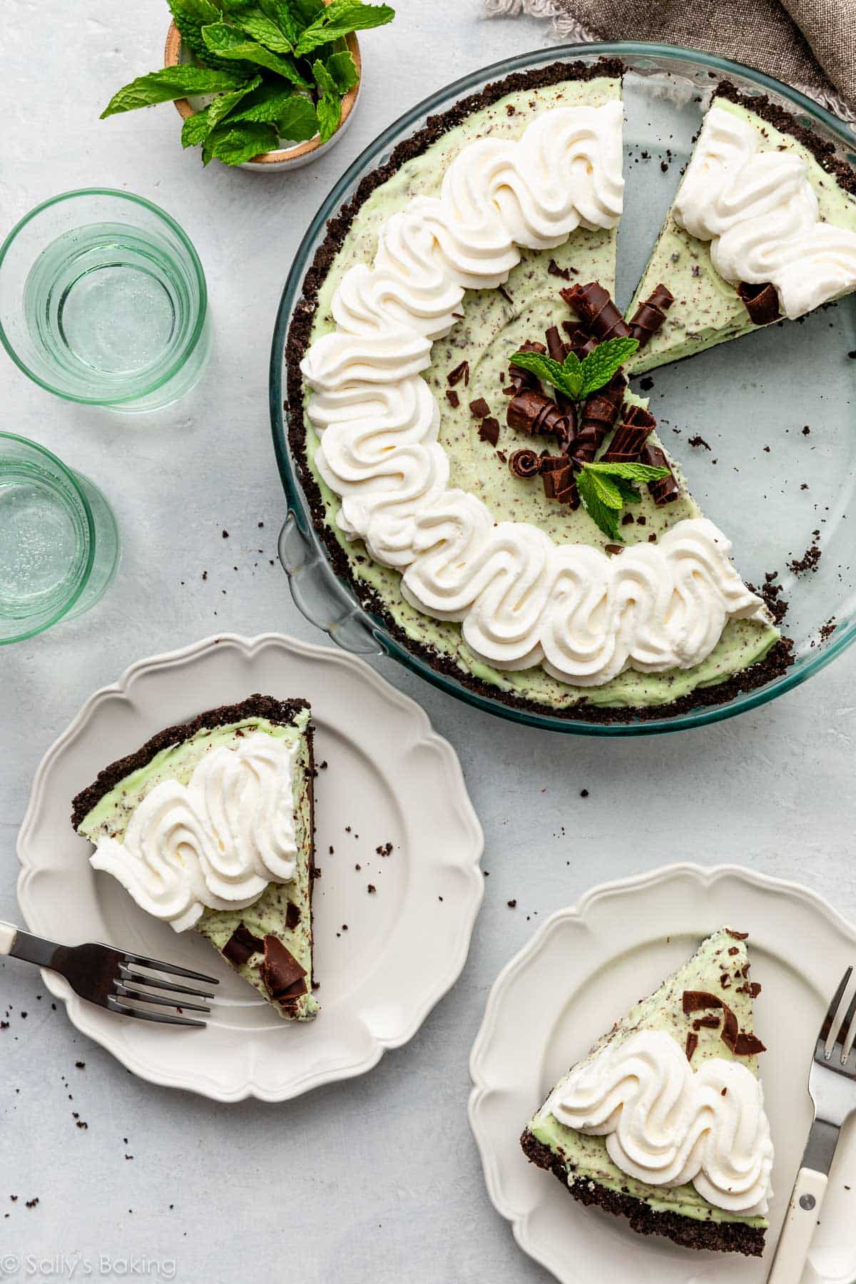 sliced creme de menthe pie.