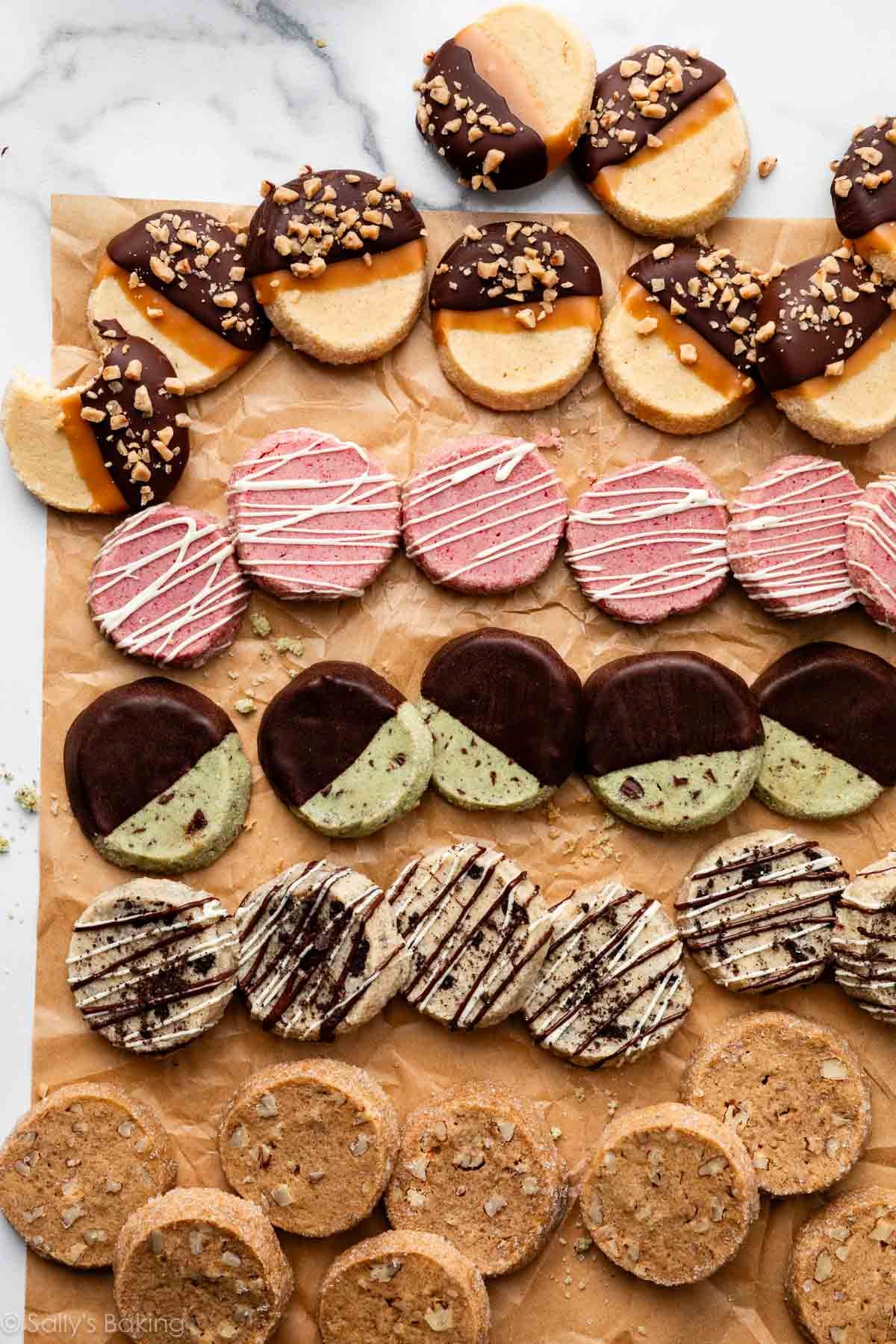 slice and bake cookies in various flavors.