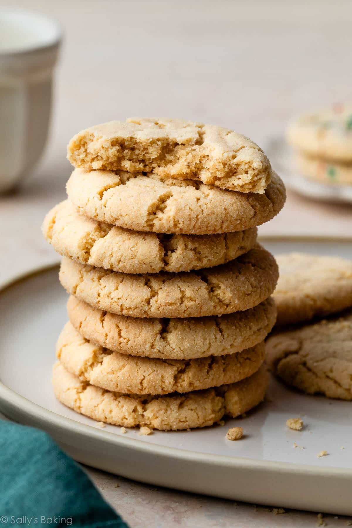 stack of almond flour sugar cookies.
