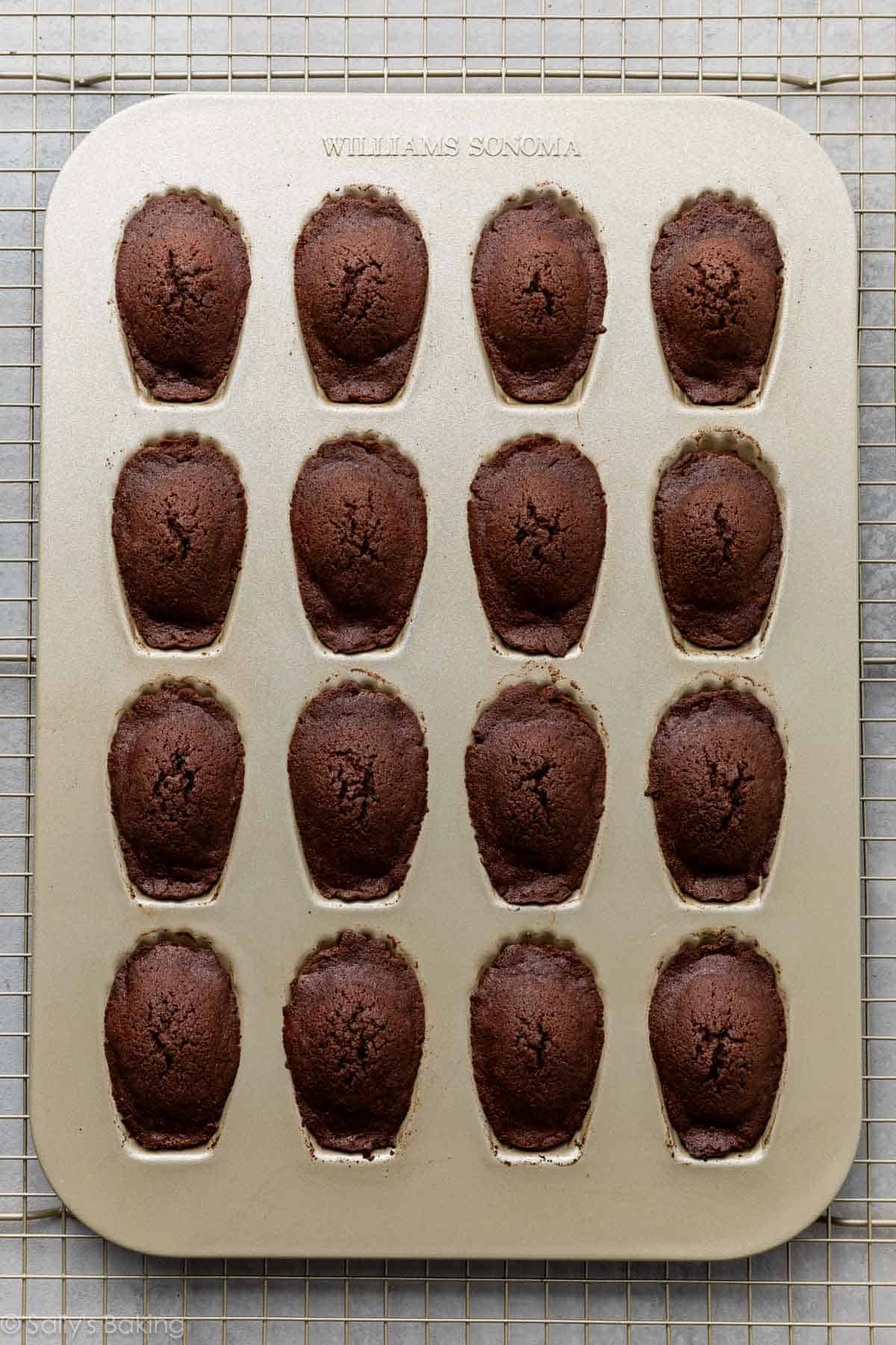 baked madeleines in madeleine pan.
