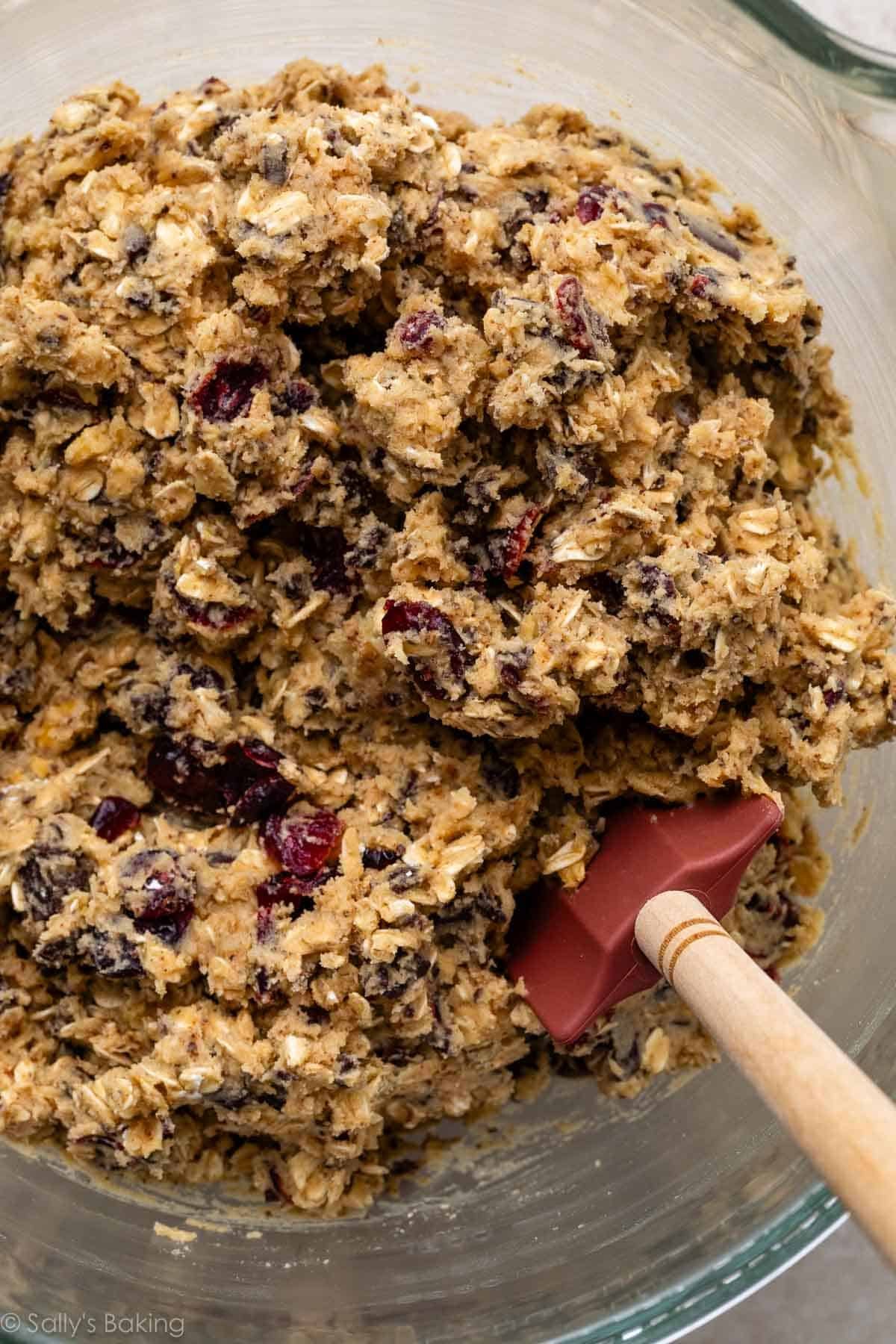oatmeal cookie dough in bowl.