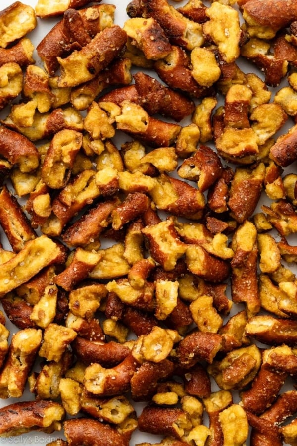 homemade honey mustard pretzel pieces.