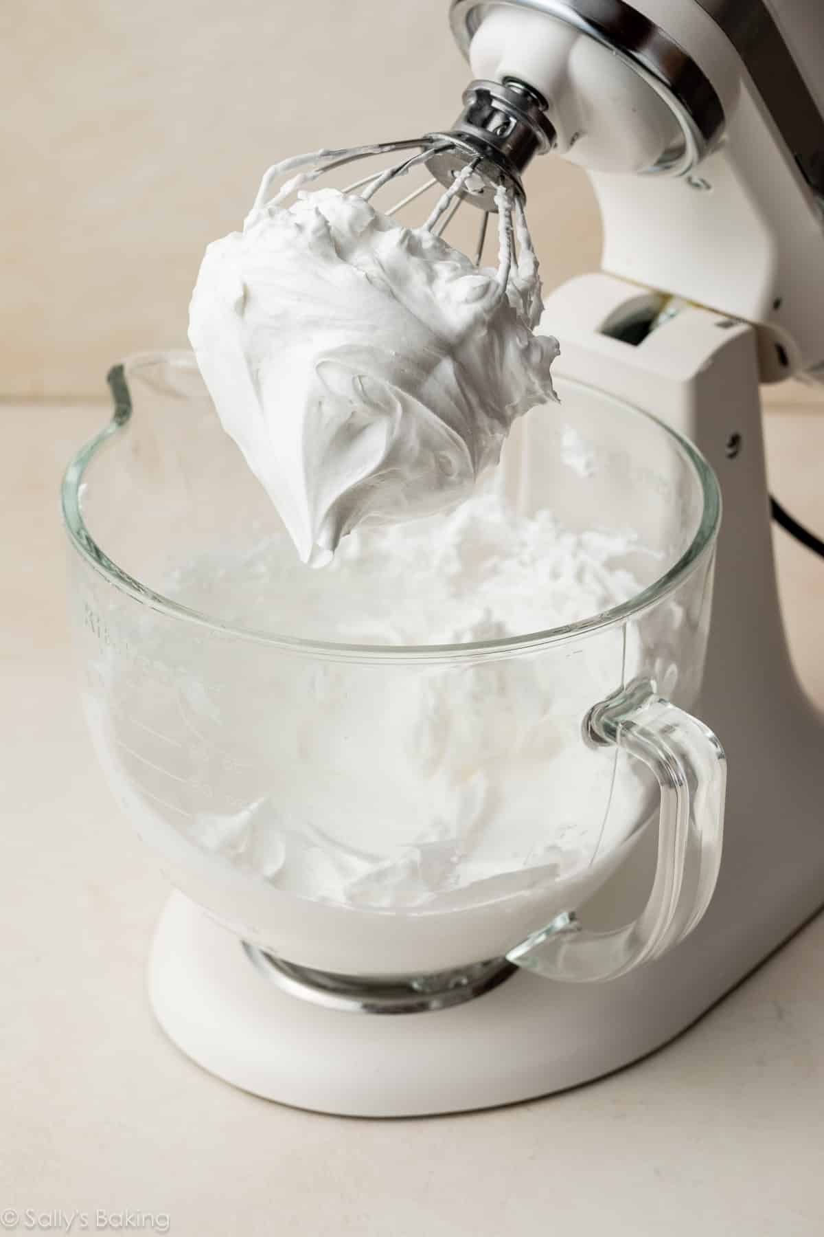 egg whites in stiff peaks.