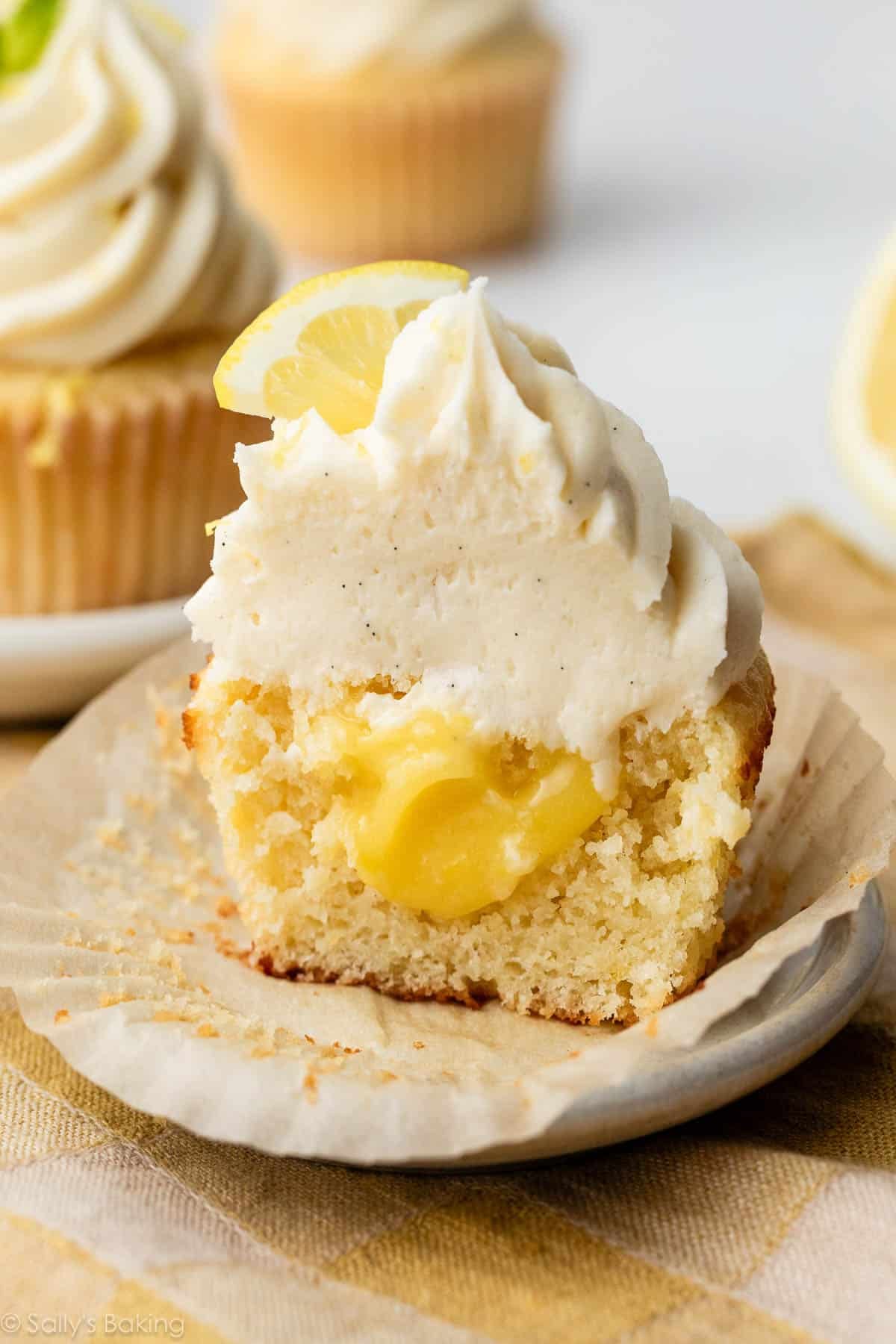 lemon cupcake filled with lemon curd.