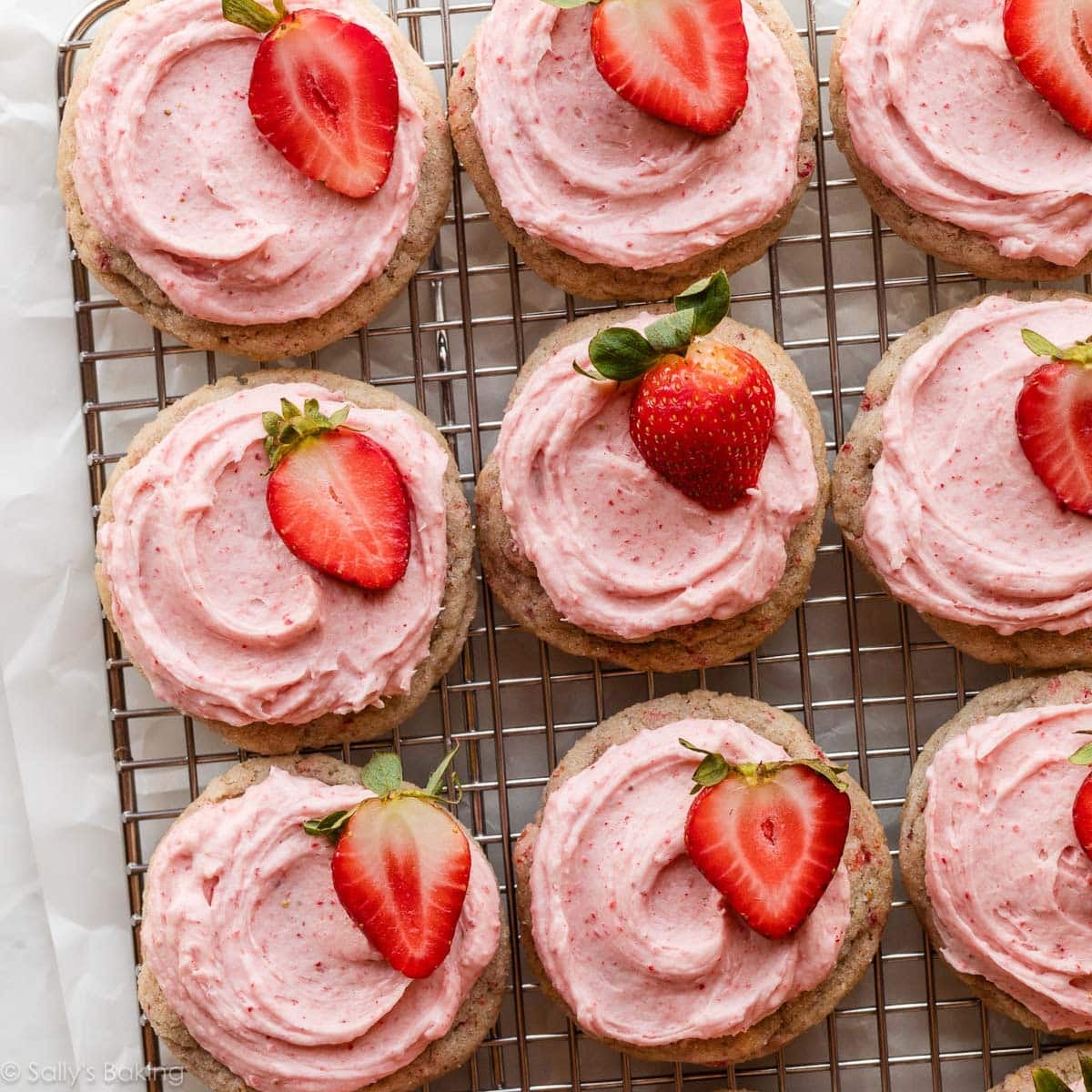 frosted strawberry cookies.