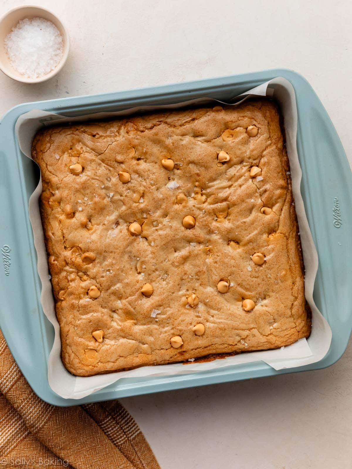 Butterscotch blondies after baking.