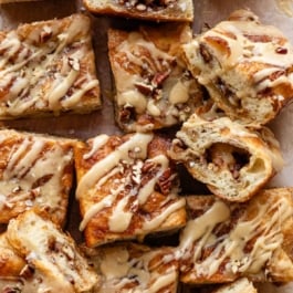 salted maple pecan focaccia slices.